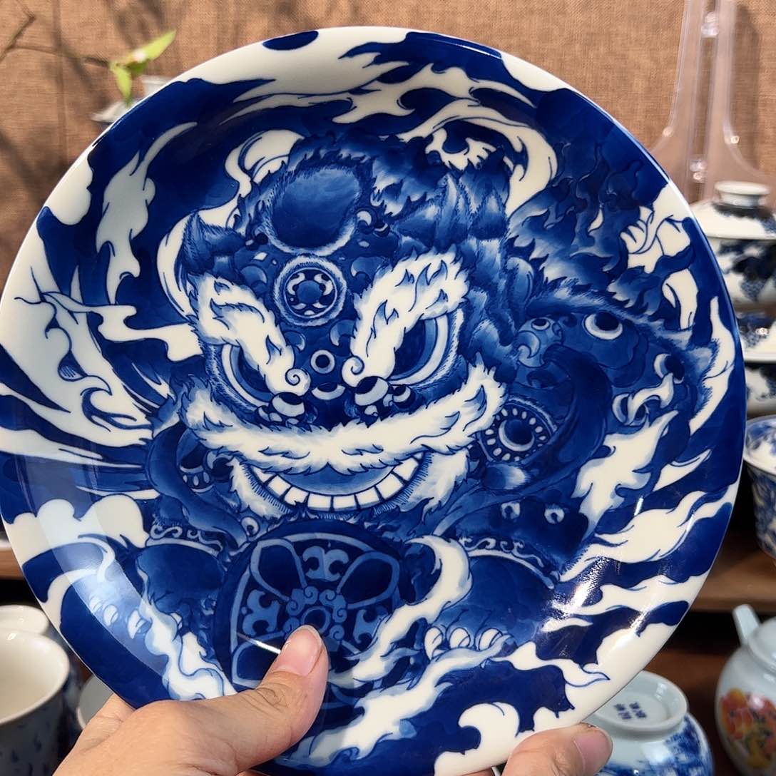 泥藝瓷梦醒狮壶承