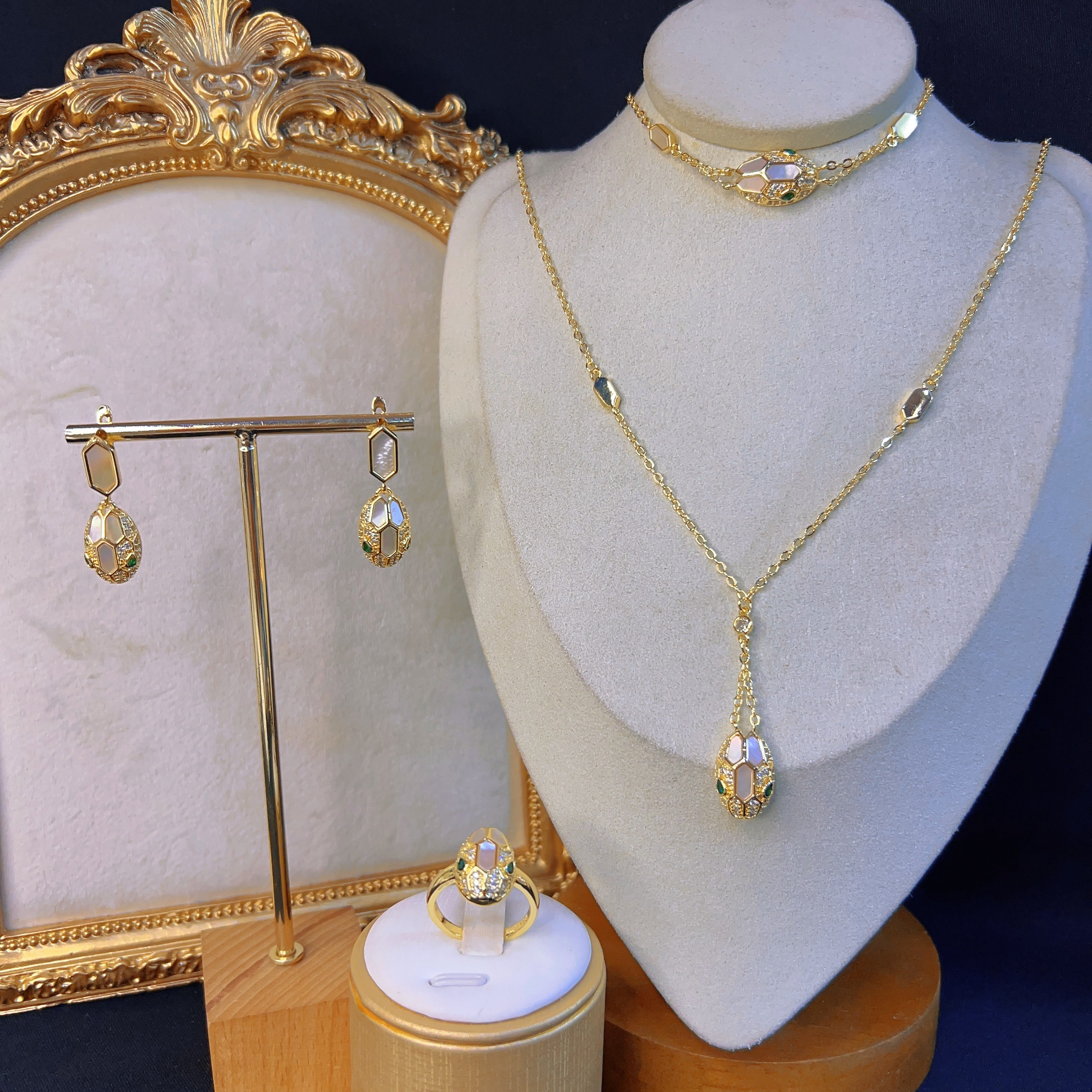 铜合金锆石项链 哈尼西牧时尚百搭四件套#0008191