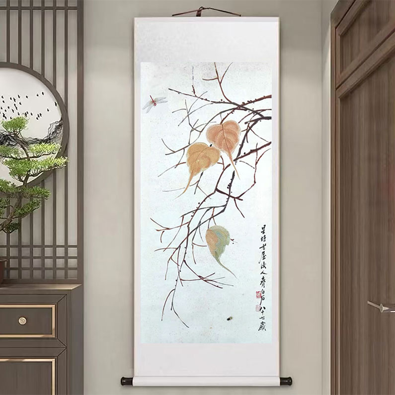 【绿叶泛春】工笔花鸟画竖版挂轴国画装饰画