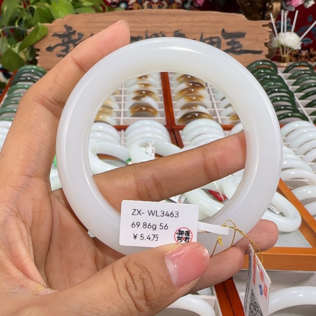 和田玉未镶嵌手镯天然新疆羊脂白玉女士手镯