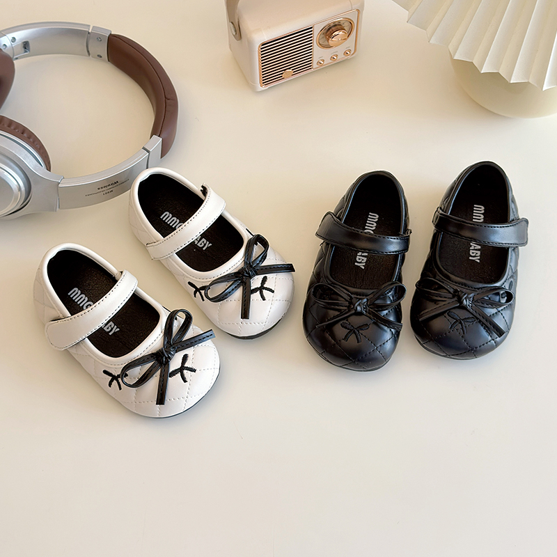 望舒家2025春季新款韩版女童小皮鞋蝴蝶结软底百搭四季单鞋3350