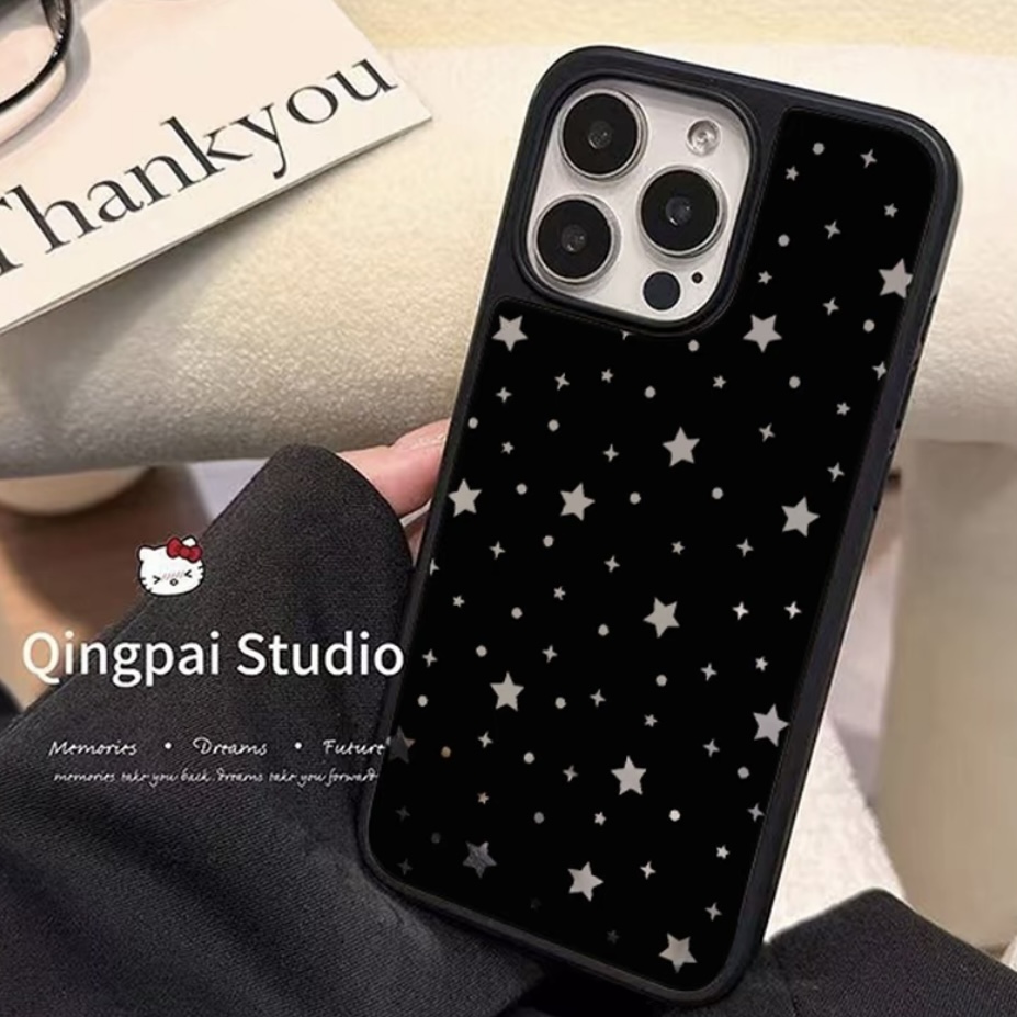 ins风简约满屏星星适用苹果17pro镜面手机壳iPhone16女15新款14
