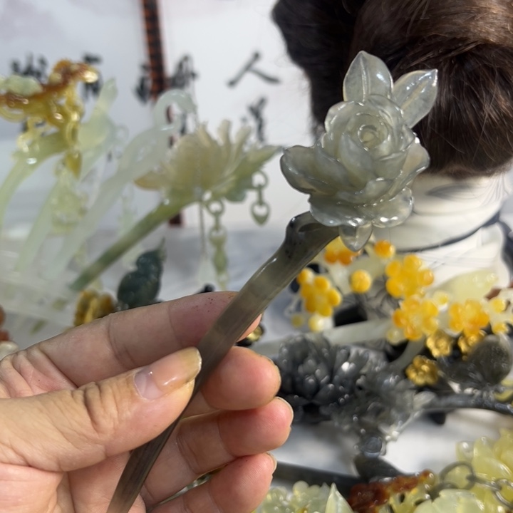 未镶嵌蛇纹石玉发饰