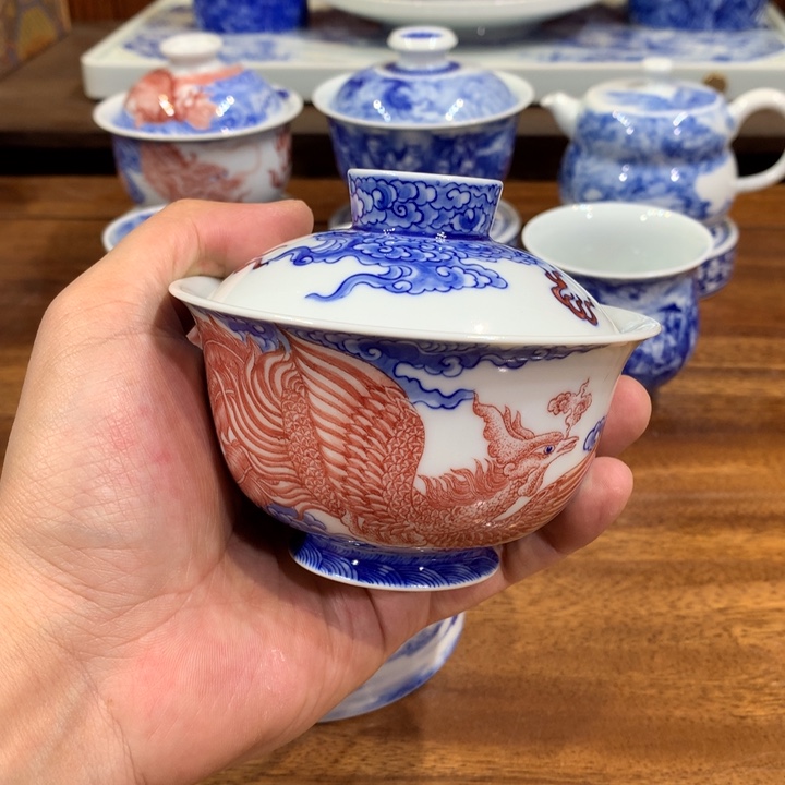 自成堂柴窑 青花釉里红