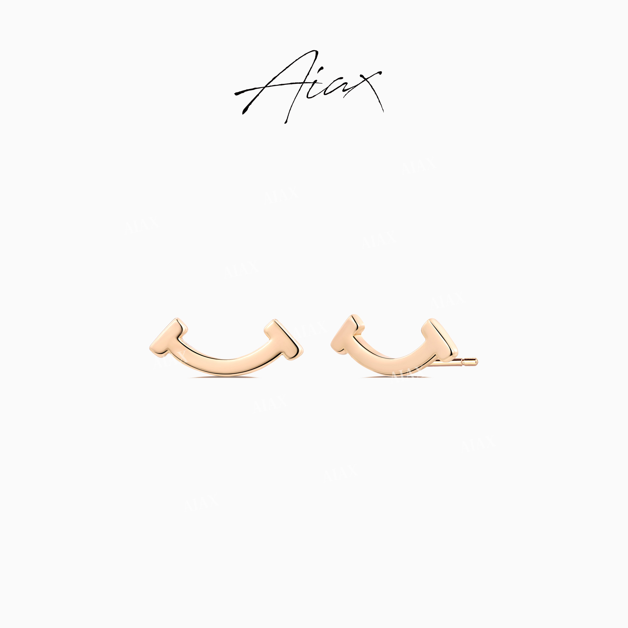 铜合金耳饰 AIAX 618 简约设计微笑耳环TSL1144