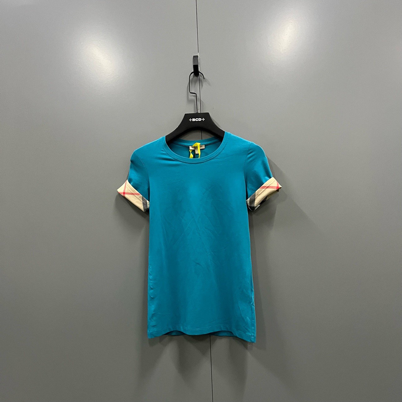 95新 BURBERRY/博柏利 （bb）格纹拼接短袖 XS码/302786