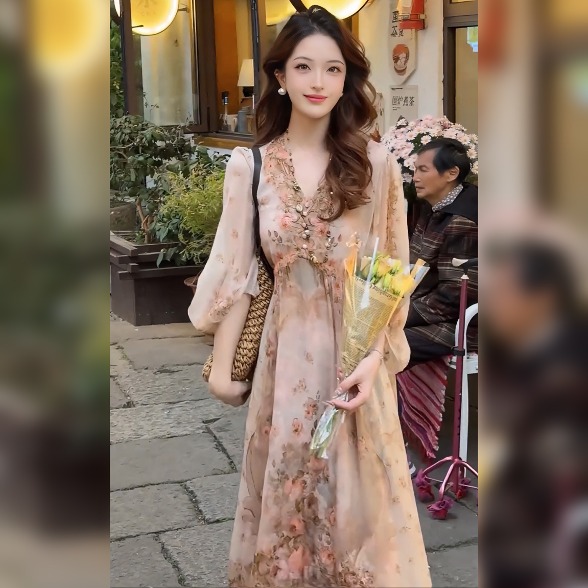 Linda姐高端线【欧若风】夏季时尚轻奢气质法式连衣裙AS5LYH0206