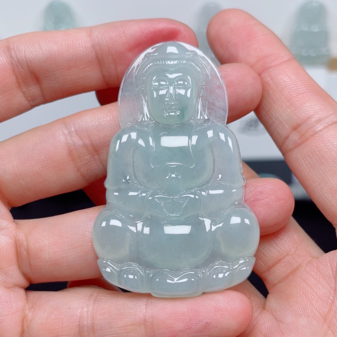 翡翠颈饰未镶嵌天然翡翠A货观音117号