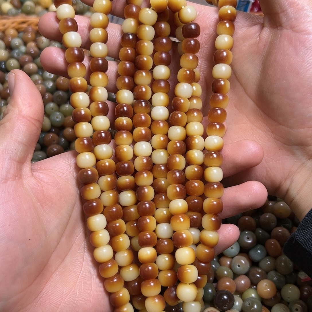 菩提根/象牙果吊坠卡11炭烤桶珠110颗左右一条