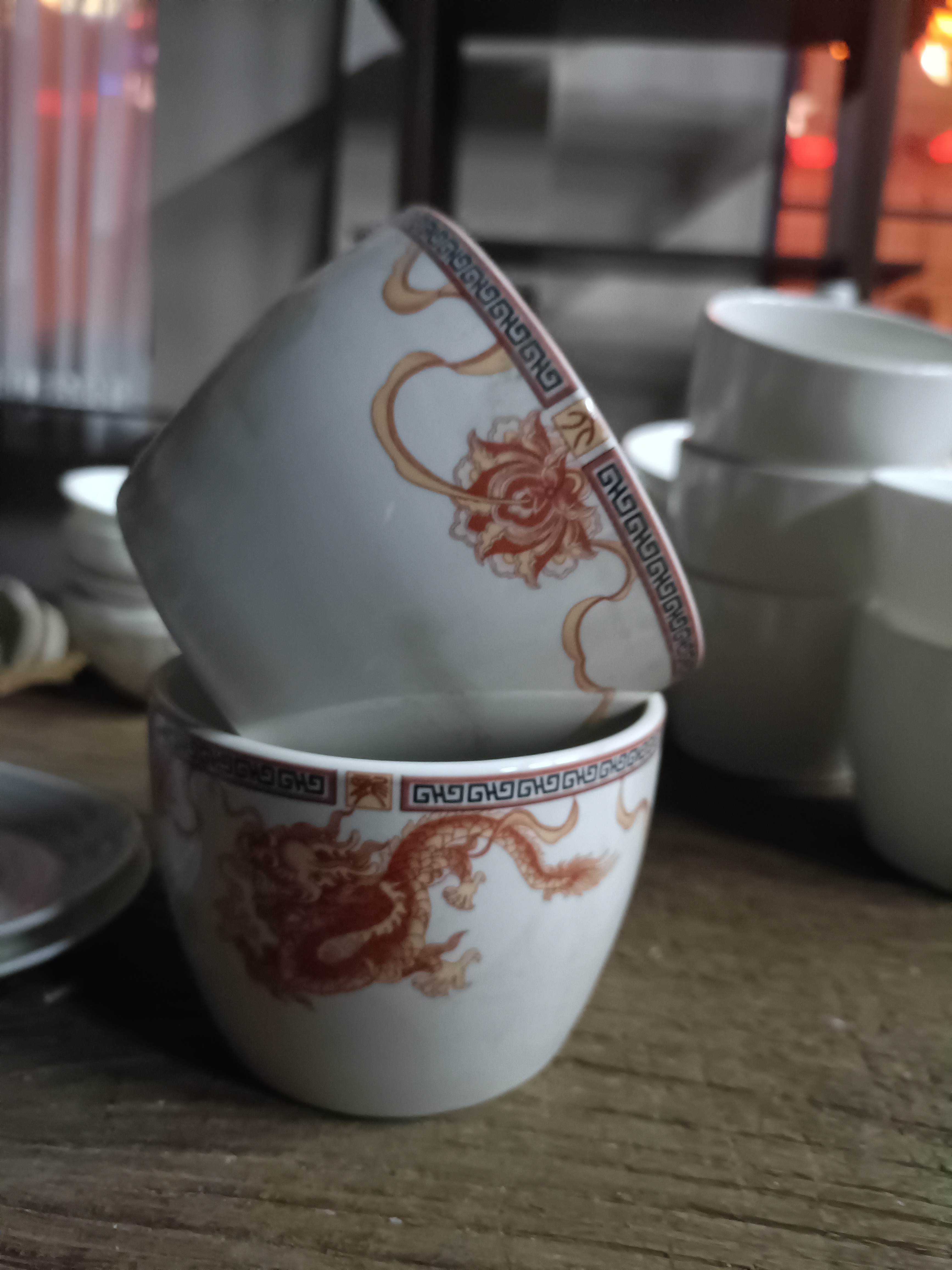 国营尾货中国龙碗一对