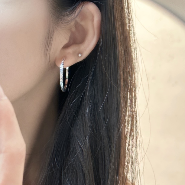 铜合金耳饰 十里间【肌理感圈圈有耳夹】简约圈圈时髦925银针耳钉