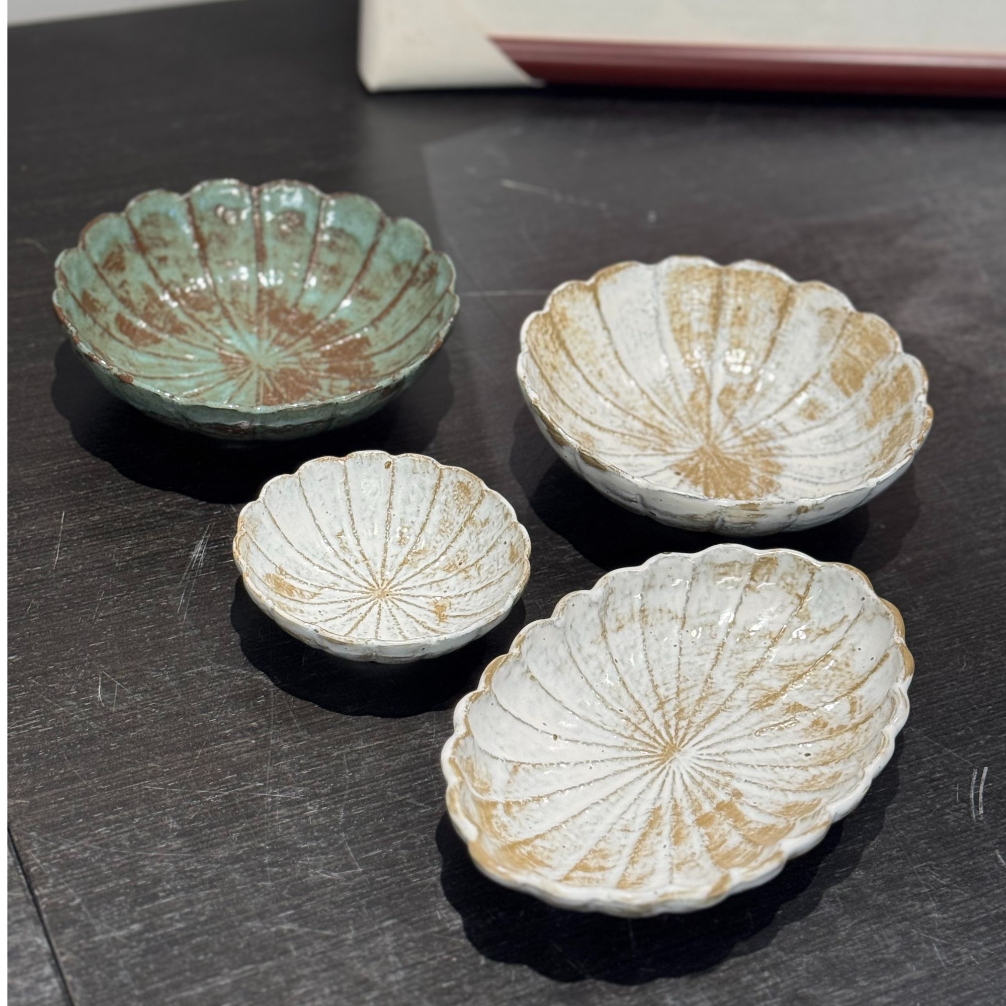 【扇纹】手作粗陶异形碗盘味碟点心碟水果盘家用陶瓷餐具侘寂蘸料碟