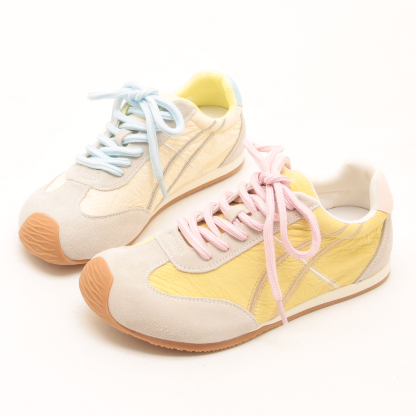 6480复古小白鞋拼色系带休闲运动鞋女夏季新款百搭平底跑步德训鞋