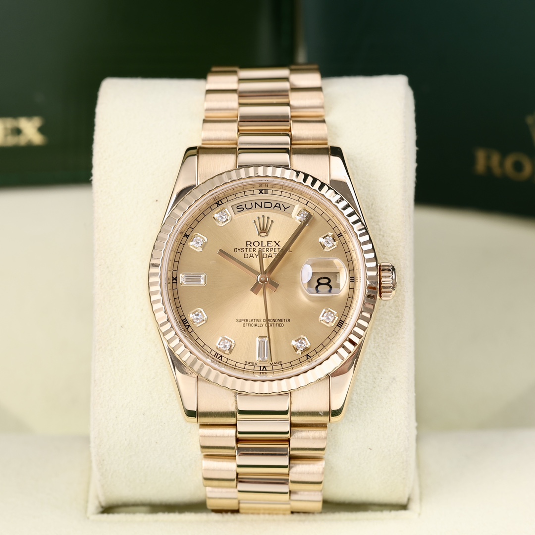 95新 Rolex/劳力士 118238 日历星期显示 刻度钻石 2013年保卡