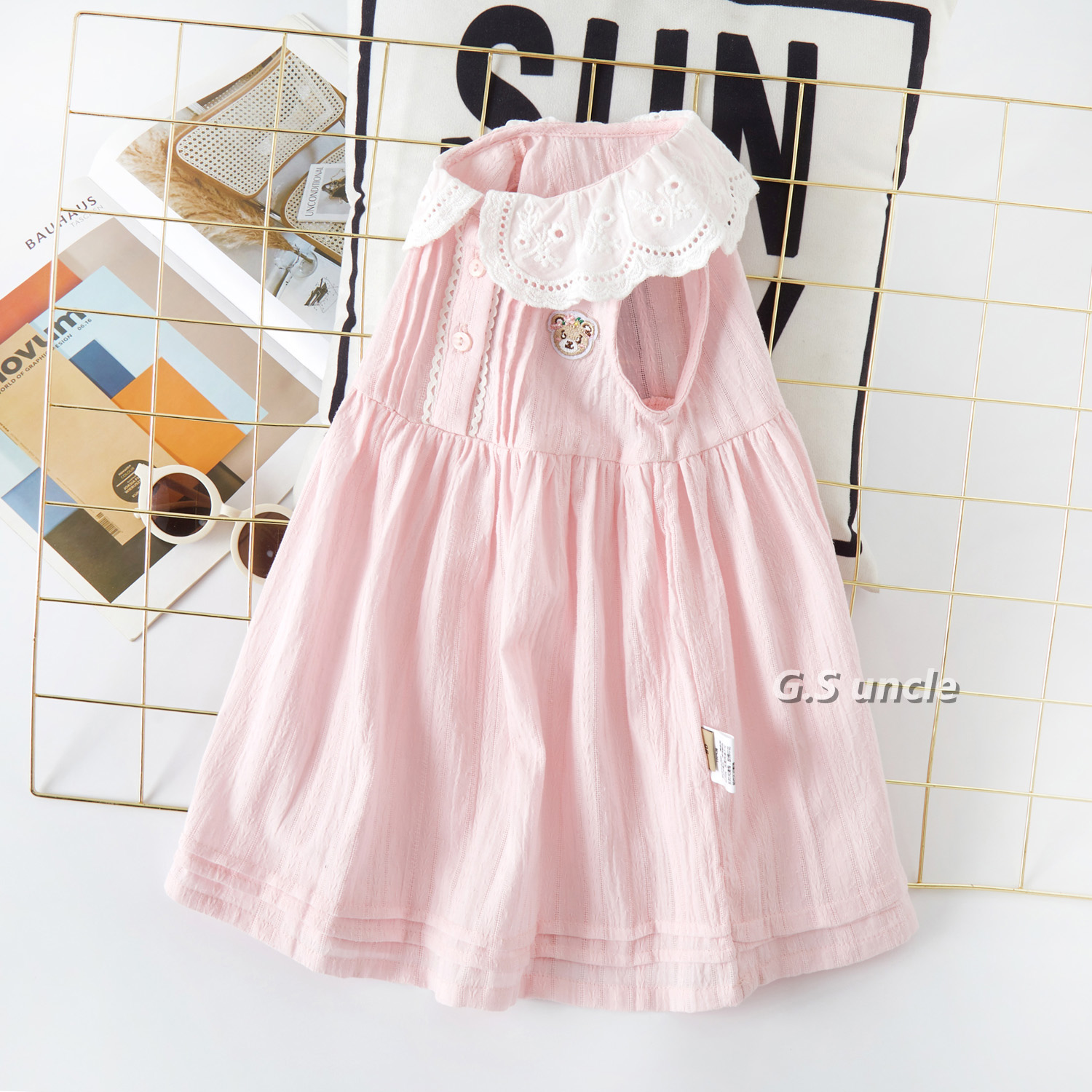 【草莓甜筒】B136女童夏款公主裙时尚洋气无袖连衣裙