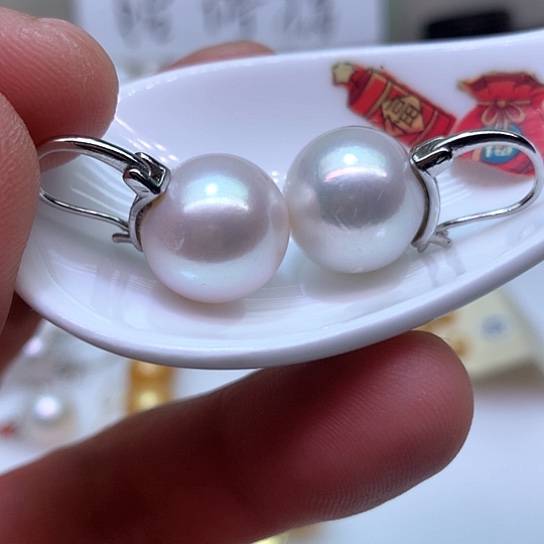 淡水珍珠耳饰银S925镶嵌