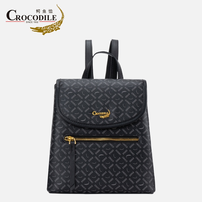 鳄鱼恤CB00043鳄鱼恤方格字母专用面料双肩背包米白色女包