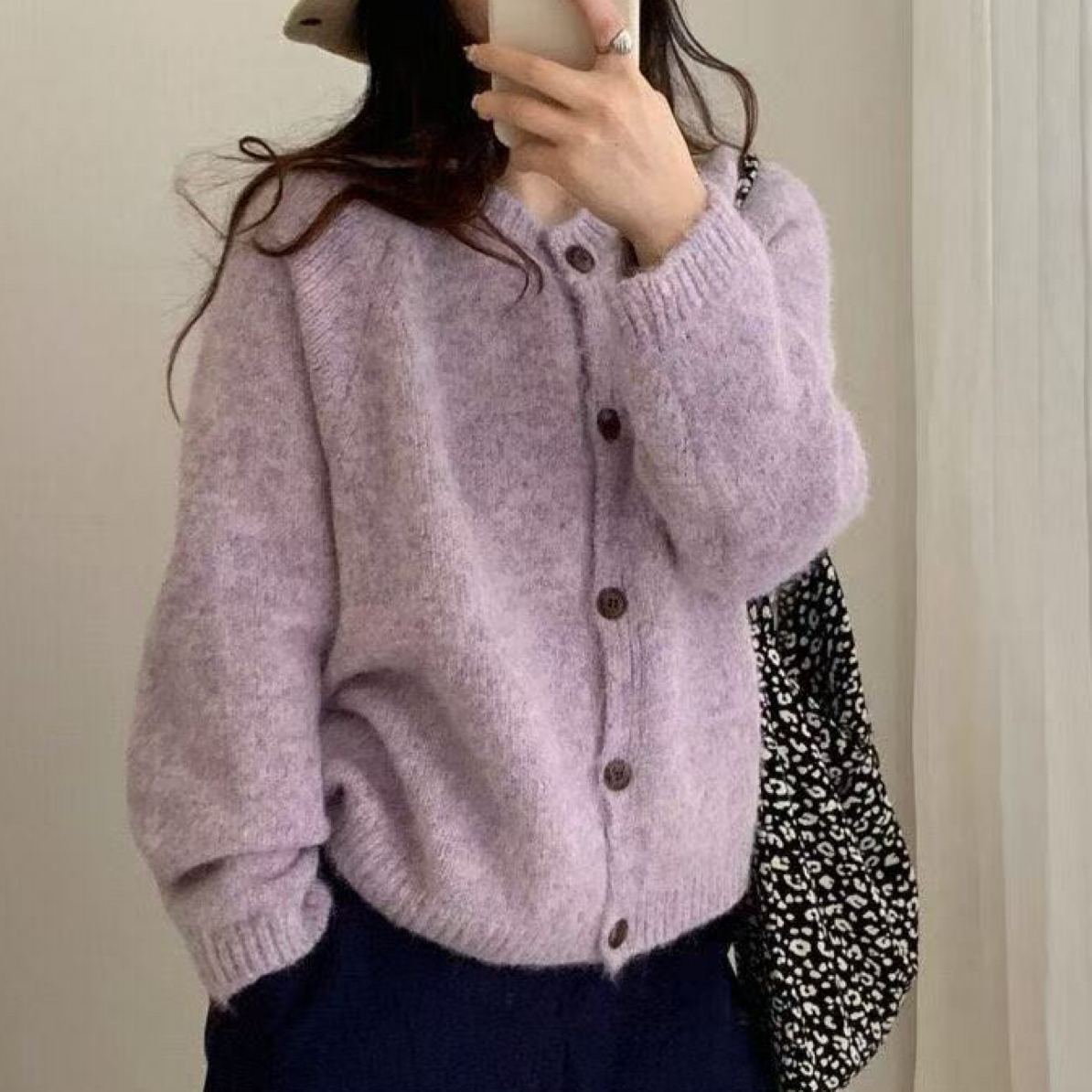 圆领衫拉毛针织秋冬韩版厚款长袖时尚宽松慵懒风