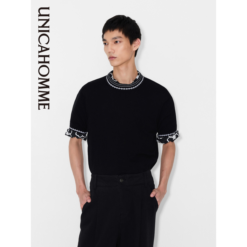 UNICAHOMME档案系列｜几何撞色边针织短袖