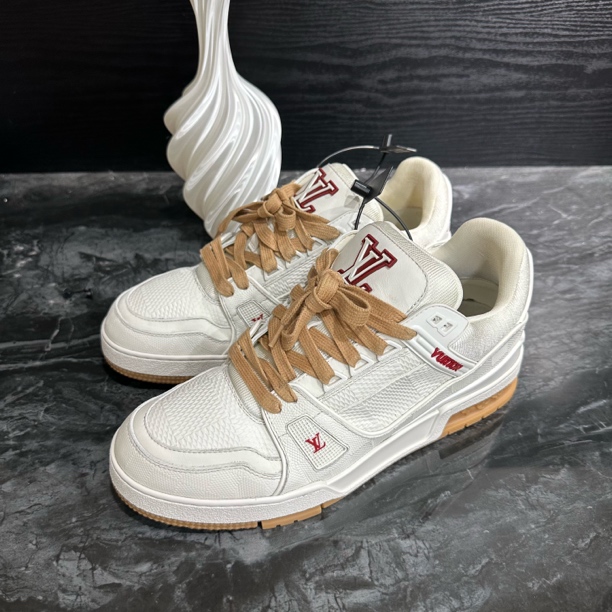 99新 LouisVuitton/路易威登 40码/新款白棋盘格Trainer板鞋
