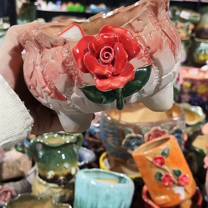 瓷片花盆多肉植物艺术品