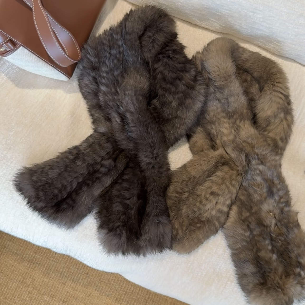 WEILAISHUN【秋冬高级感】100%兔毛编制双面亲肤锁温围脖