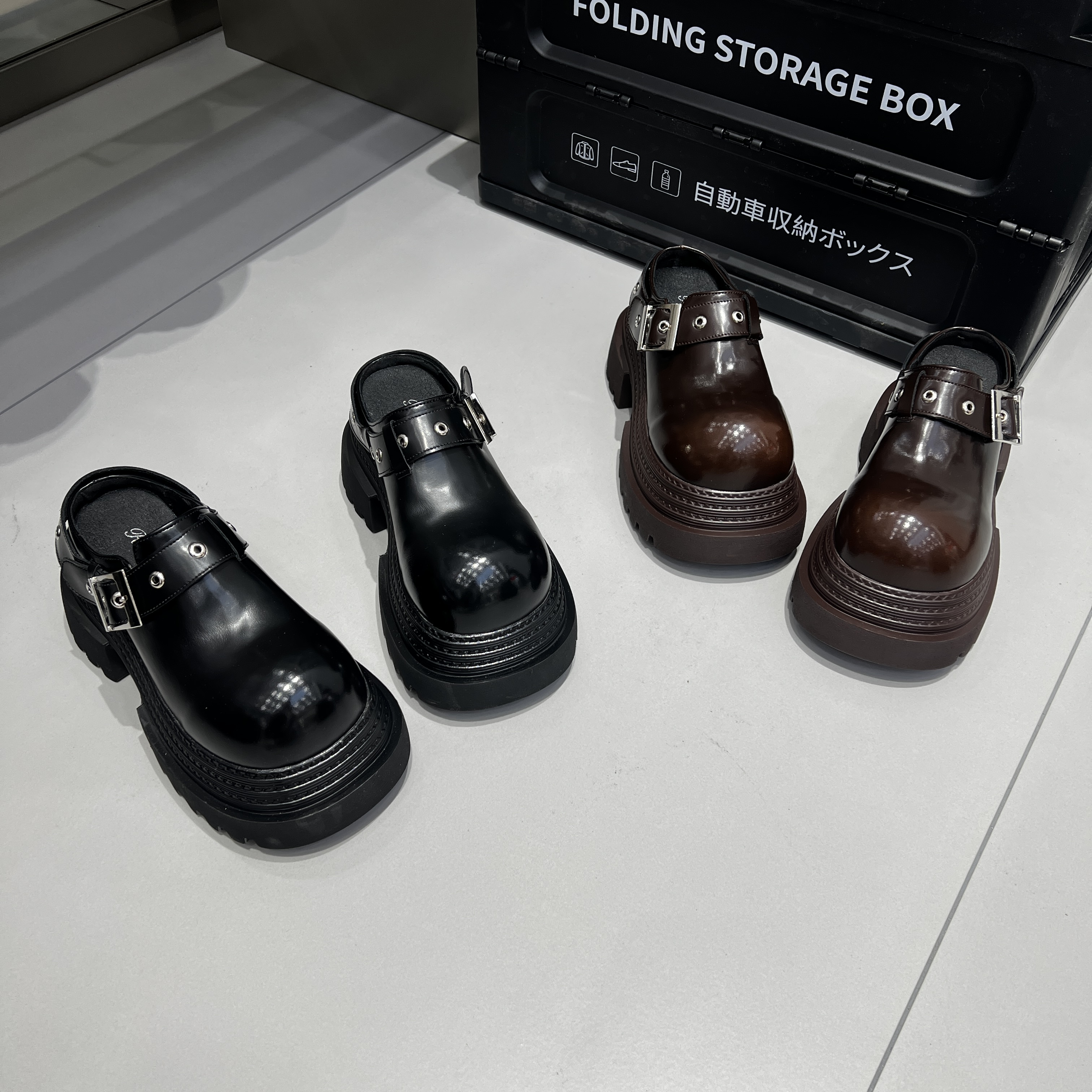 时尚休闲百搭复古包头拖鞋厚底英伦风圆头夏季舒适黑色软底春季