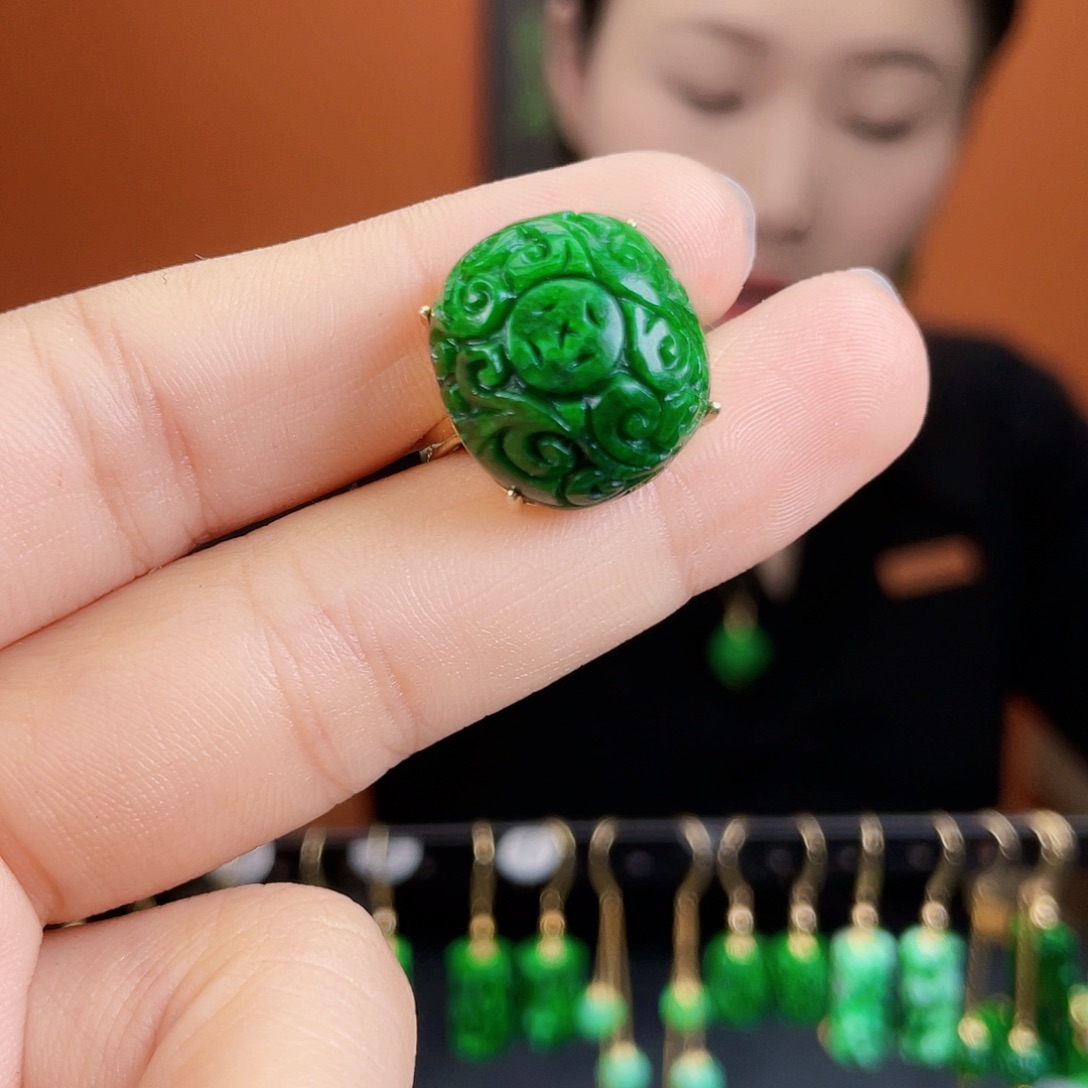 翡翠银S925镶嵌耳饰