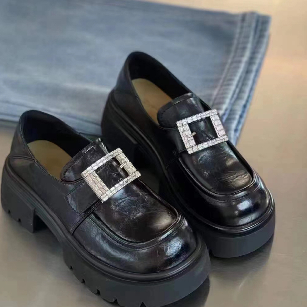 新品厚底真皮乐福鞋2867休闲鞋单鞋女鞋