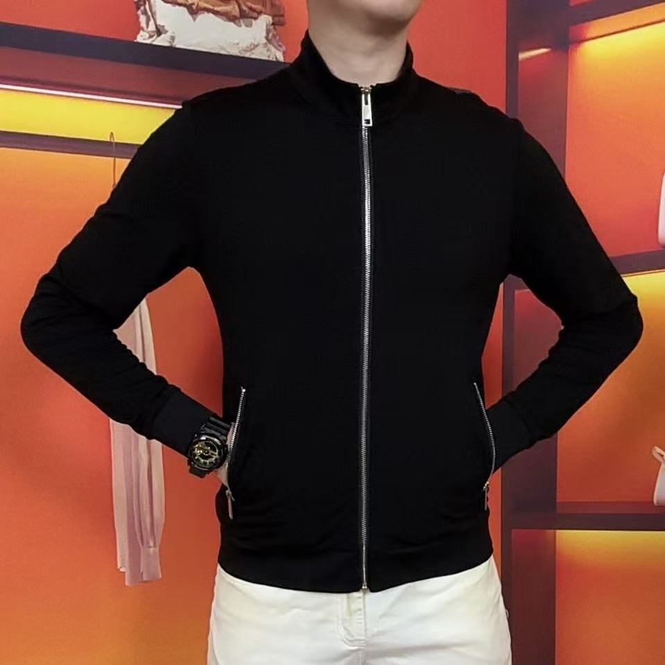 男士春秋立领长袖轻奢高级感休闲百搭早秋外套男拉链开衫纯色66