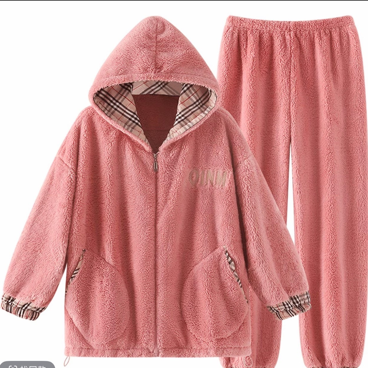 50-冬季女士拉链连帽蝙蝠袖家居服套装