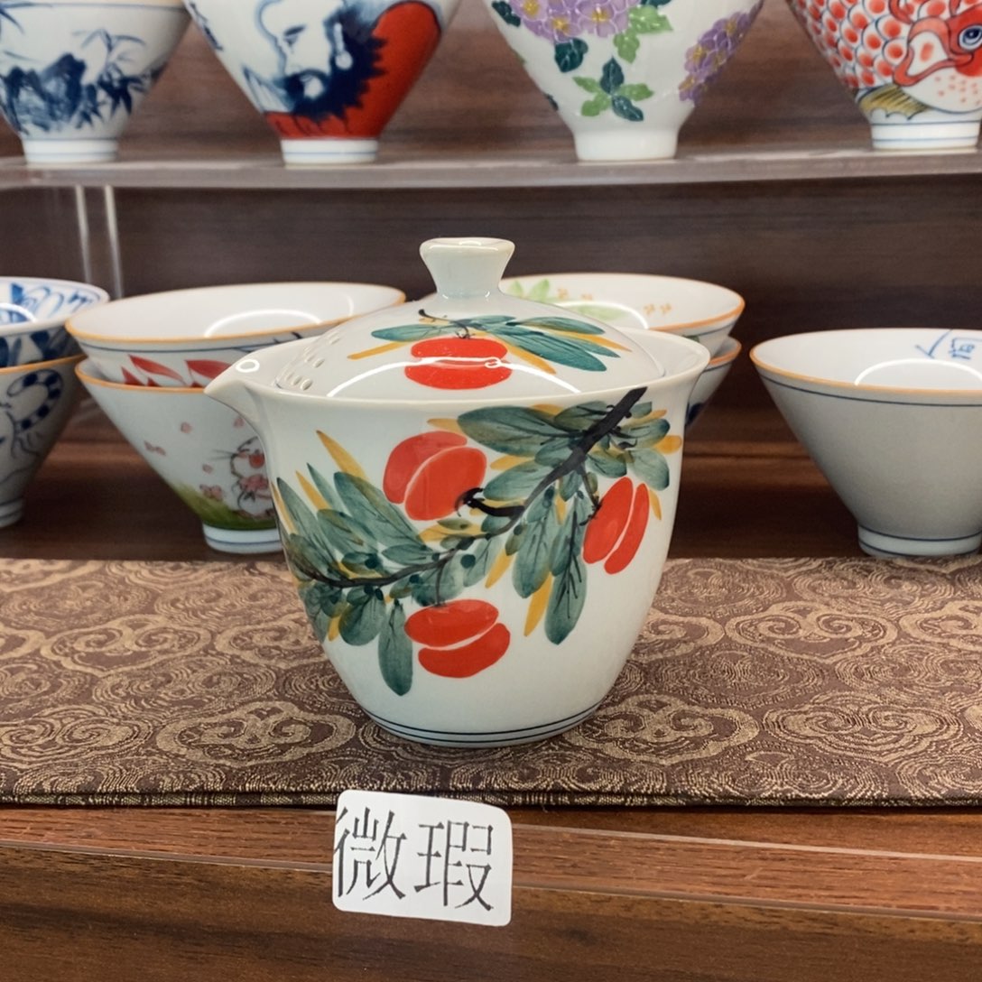 釉下手绘茶具微瑕手工绘制