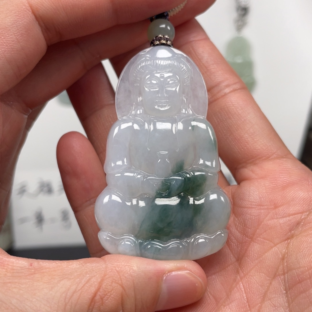 翡翠未镶嵌颈饰天然翡翠A货观音103号