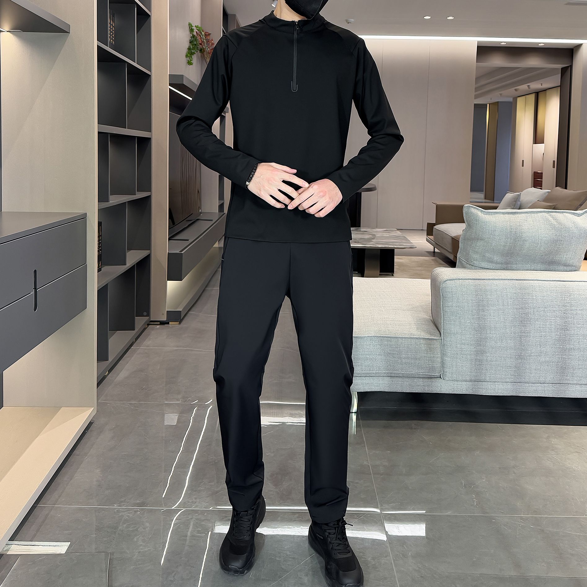 2025新款户外软壳休闲裤百搭纯黑色时尚简约男士修身春秋透气纯色