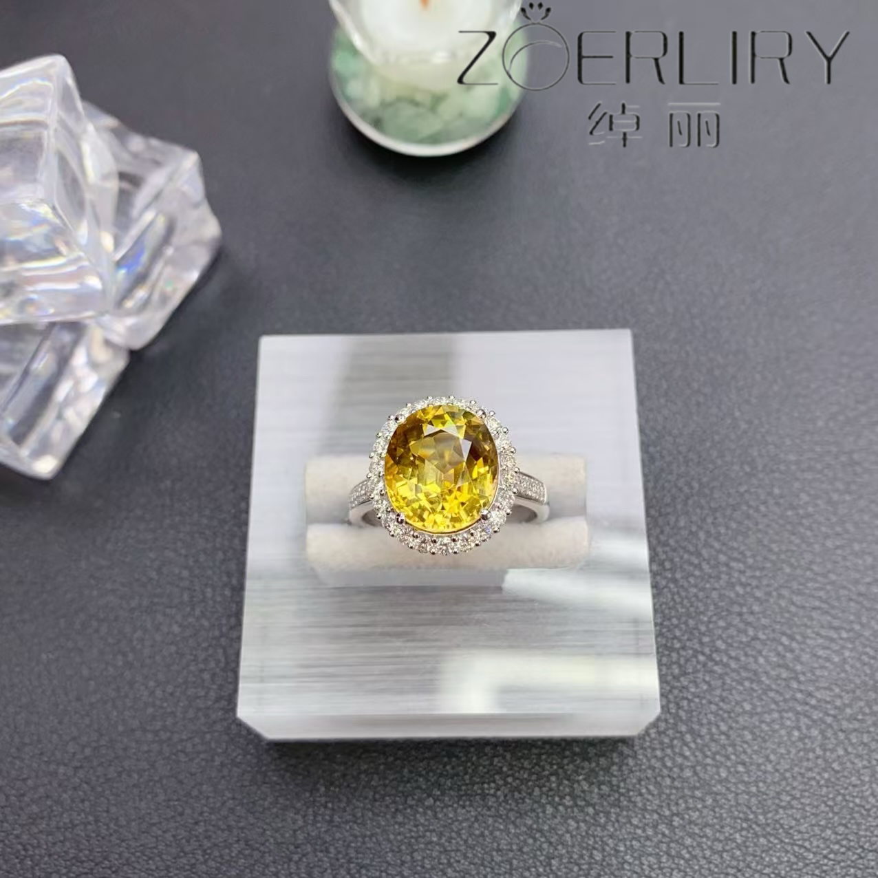 绰丽珠宝18k镶嵌钻石天然碧玺戒指 主石：5.45克拉