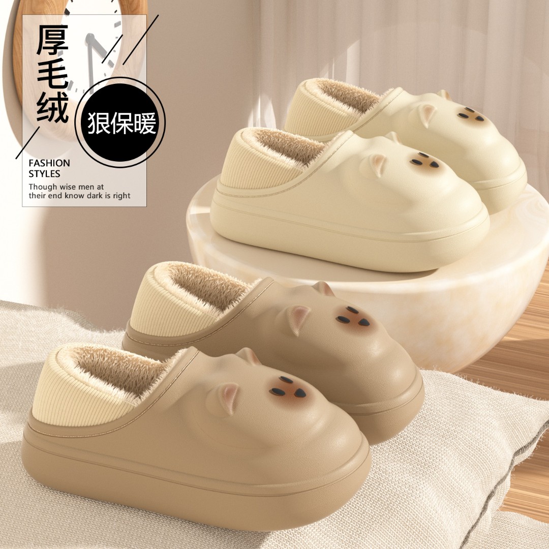 防水棉拖鞋女加绒保暖包跟秋冬季2025新款室内家居防滑外穿棉鞋女