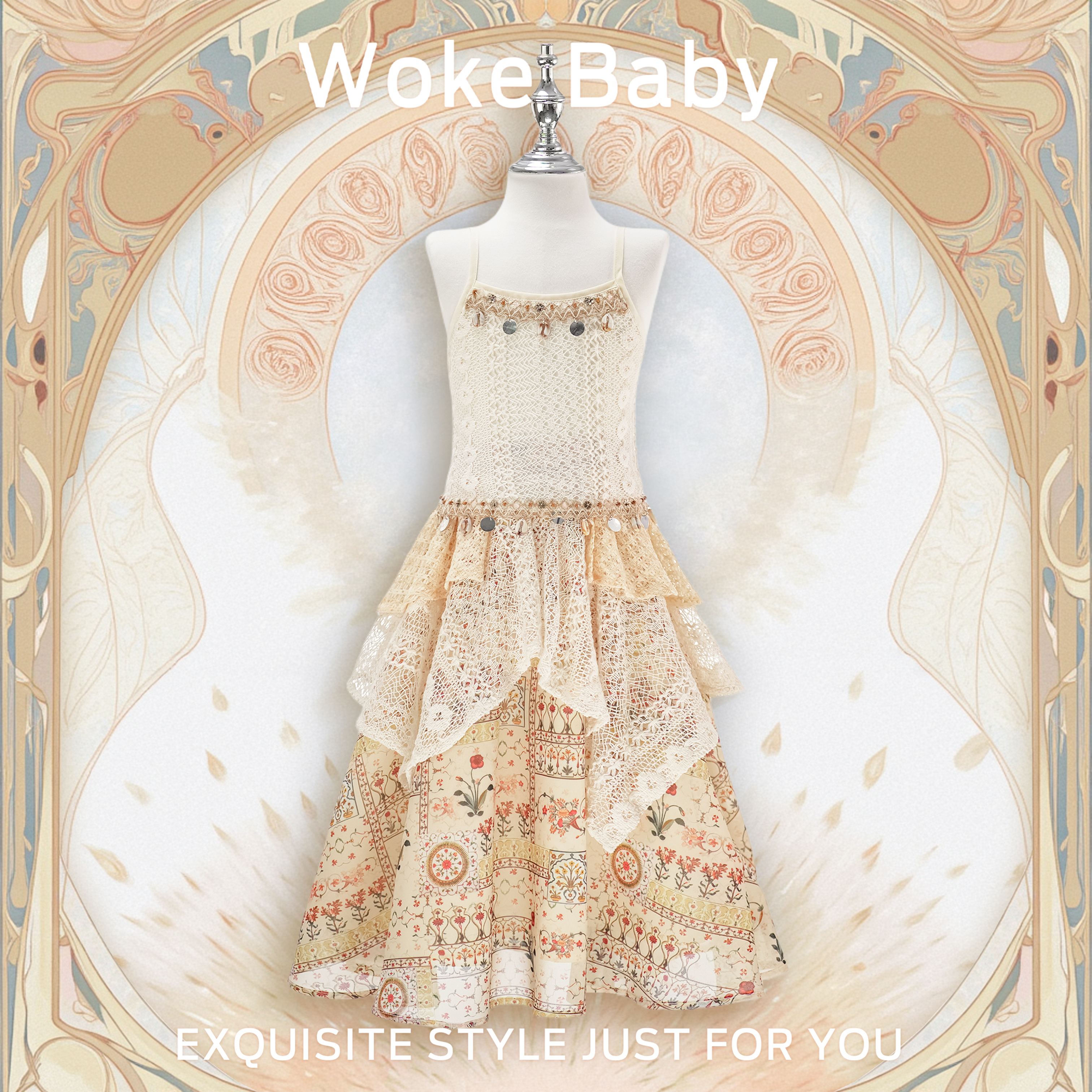 女童夏季可爱中大童上衣中领套头汉服裙子F401