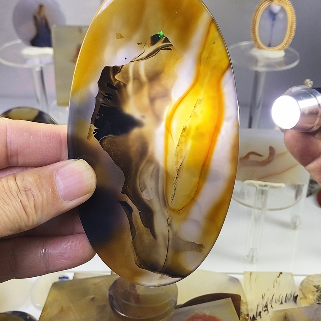 合成碳硅石非金属时尚图纹画面石饰品