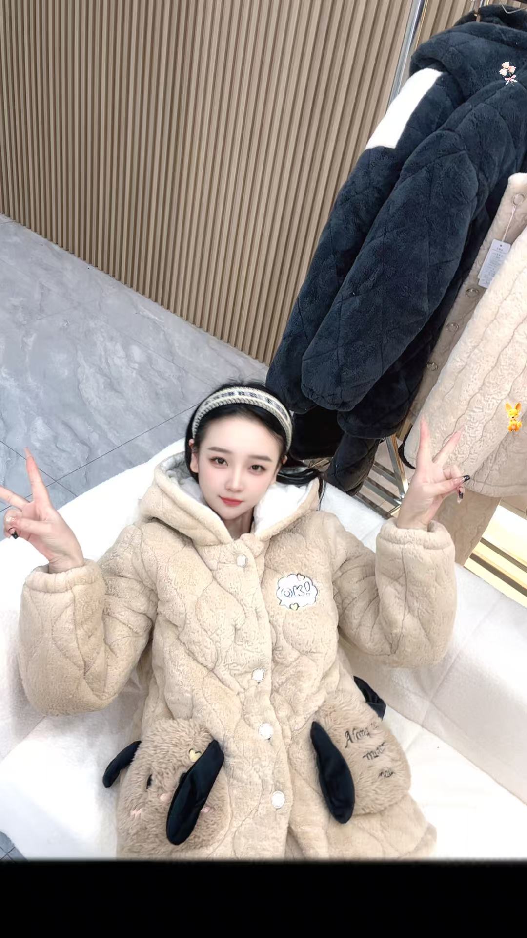 【冬季新款】三层夹棉加厚女士套装家居服睡衣