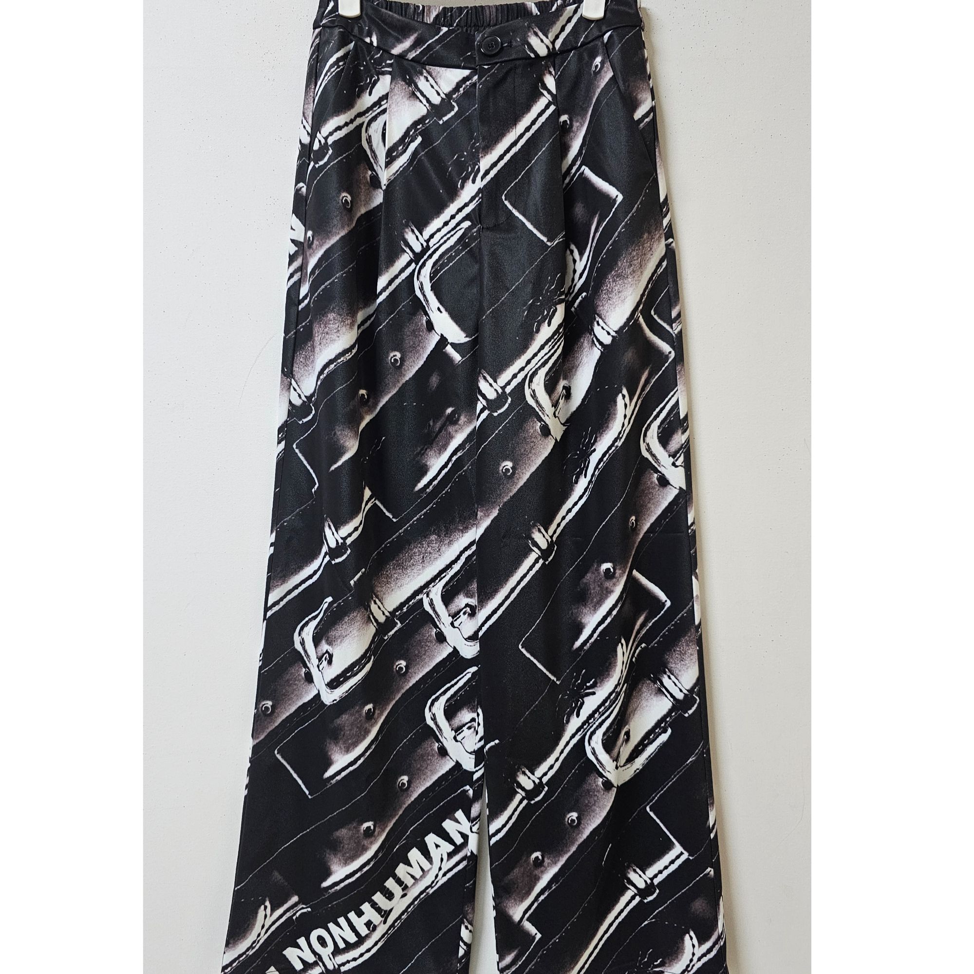 NONHUMAN皮带印花弯刀阔腿休闲裤男女同款潮流