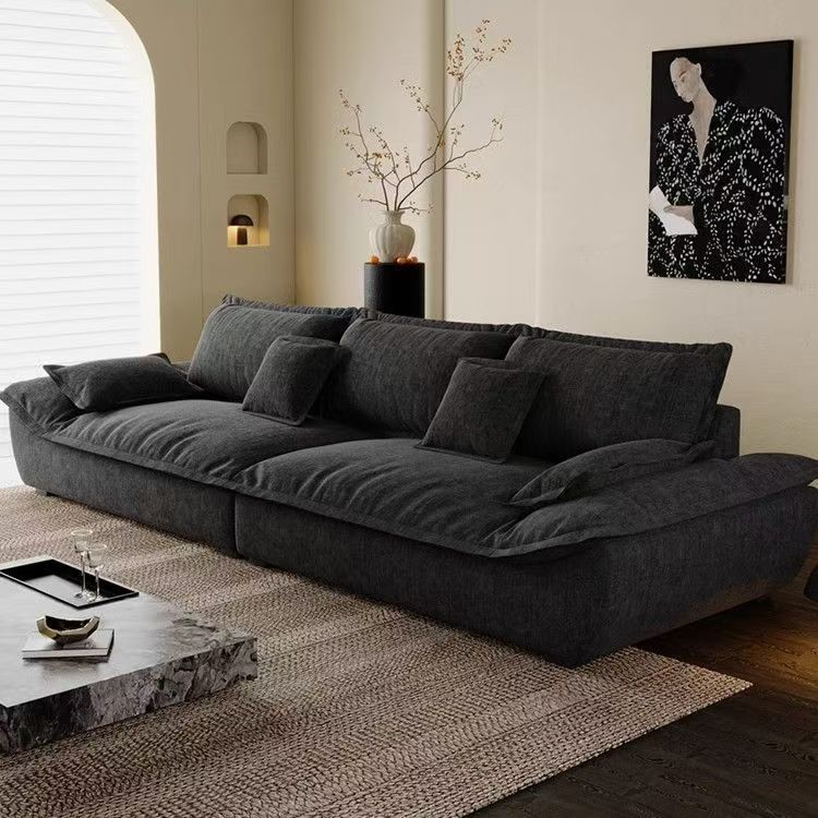 复古帆船沙发小户型出租屋大坐深雪尼尔可拆布艺直排沙发