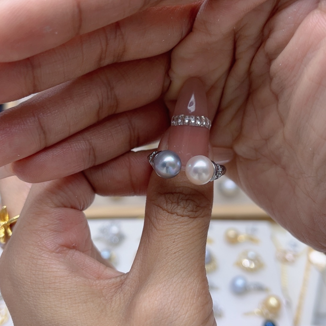 睿***界戒指合金淡水珍珠