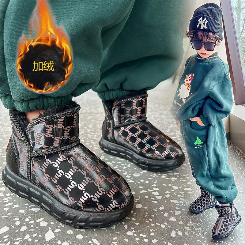 雪地靴秋冬季加绒加厚防滑耐磨男童女童外穿棉鞋百搭休闲款