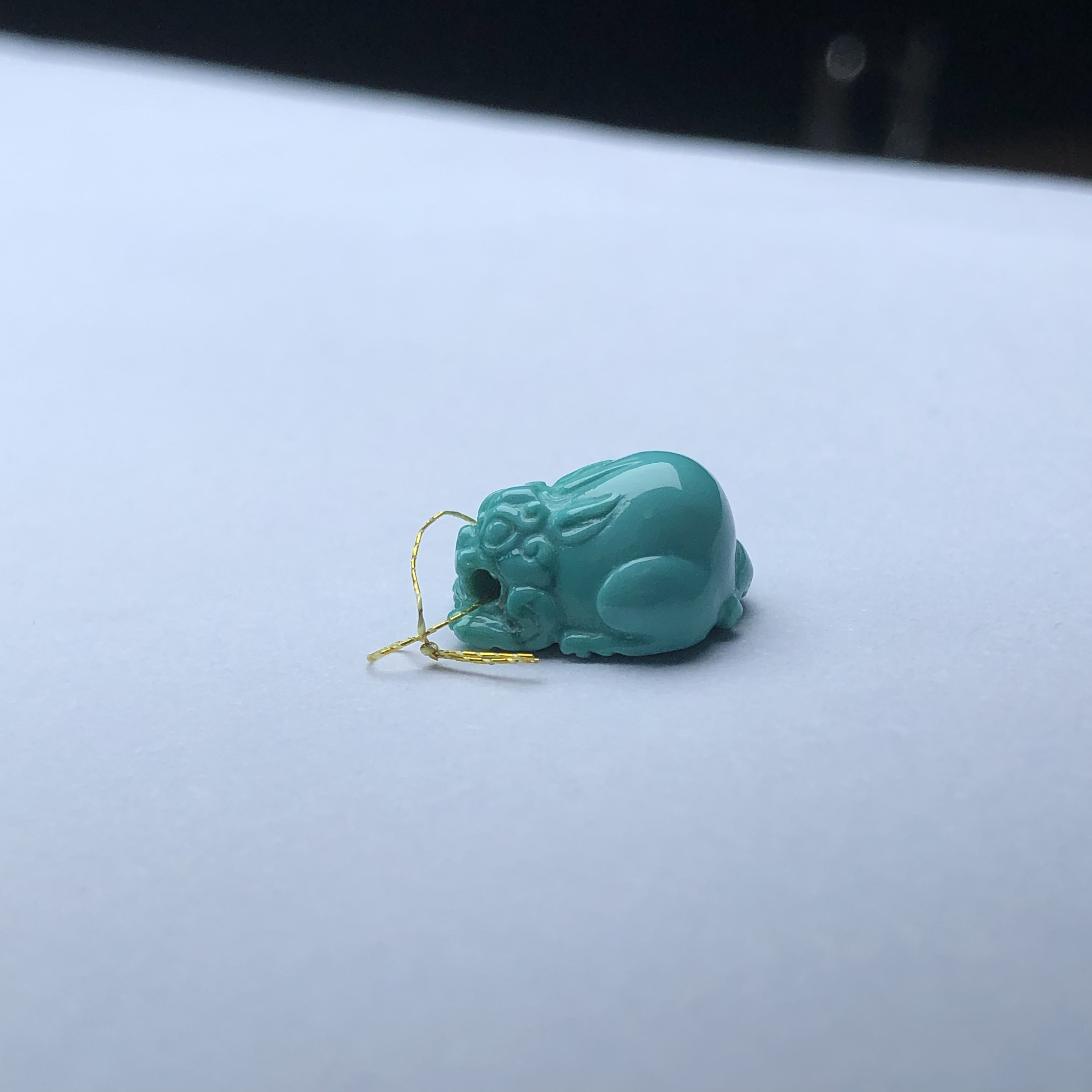 「鼎玉松石」原矿绿松石玉化貔貅单珠侧挂配饰走基地出地鼎玉绿松石