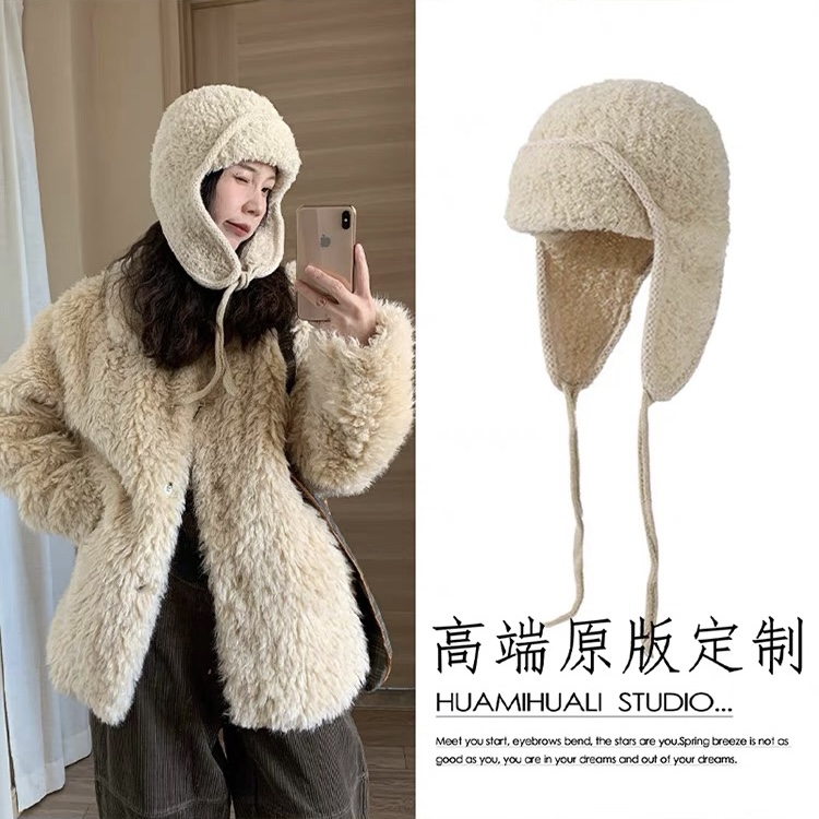 25S 保暖防寒雷锋帽冬季巴拉克拉法帽加厚加绒护耳针织飞行帽子