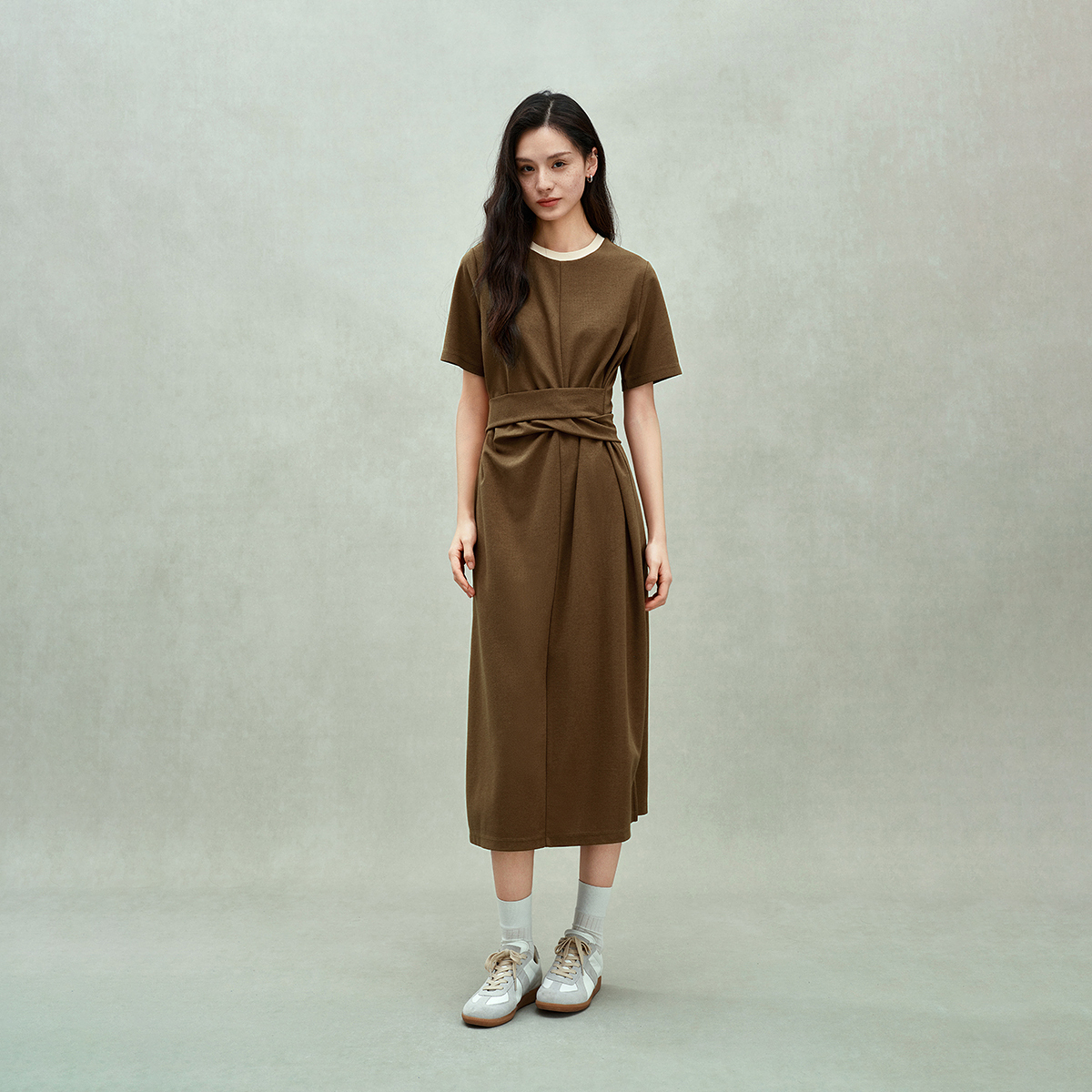 081480【丽公主】欧时力圆领绑带休闲连衣裙慵懒宽松内搭气质25