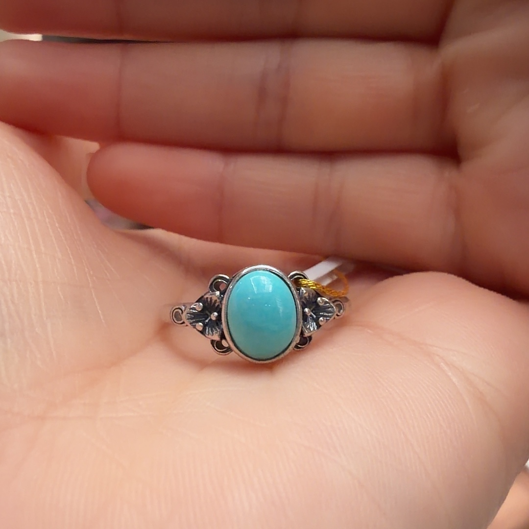 绿松石银S925镶嵌戒指
