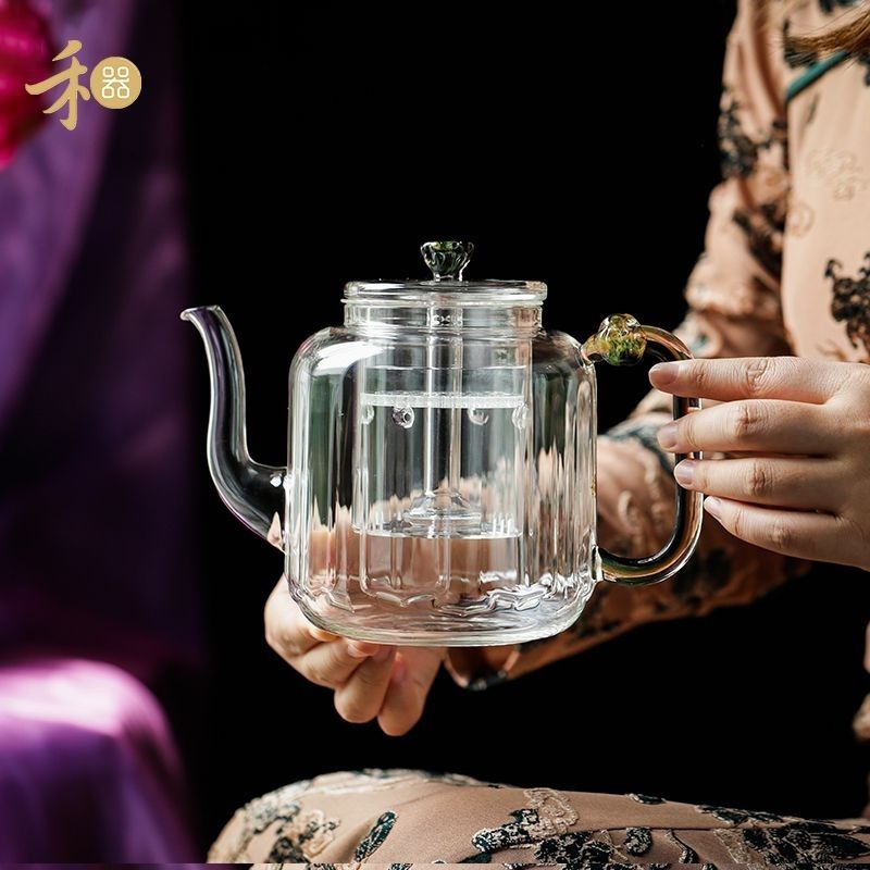 禾器莲君壶煮茶壶电陶炉玻璃茶壶新家用加厚内胆耐高温蒸煮一体