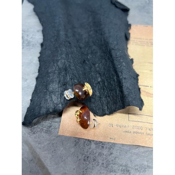 铜合金树脂耳饰 B-40062  焦糖色土土高级感耳钉复古气质百搭耳饰