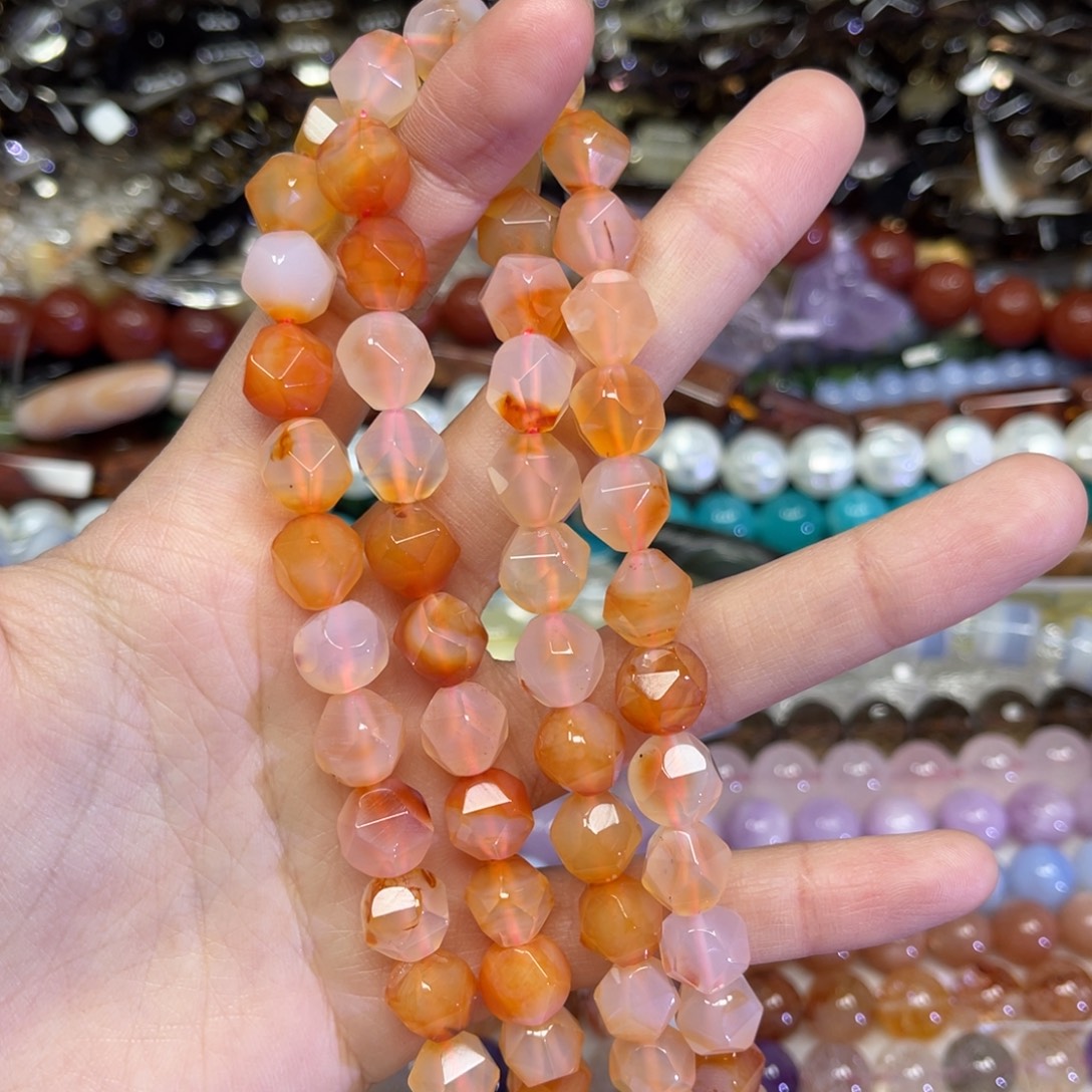 玛瑙/玉髓散珠天然盐源玛瑙卡10长条38厘米